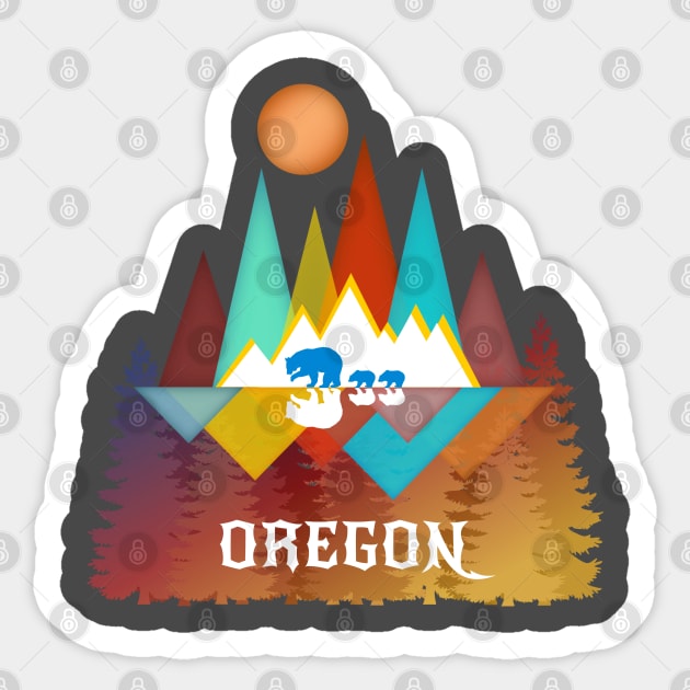 Oregon Nature Life Outdoors Mountains Bear Lover Abstract Triangles Sticker by egcreations